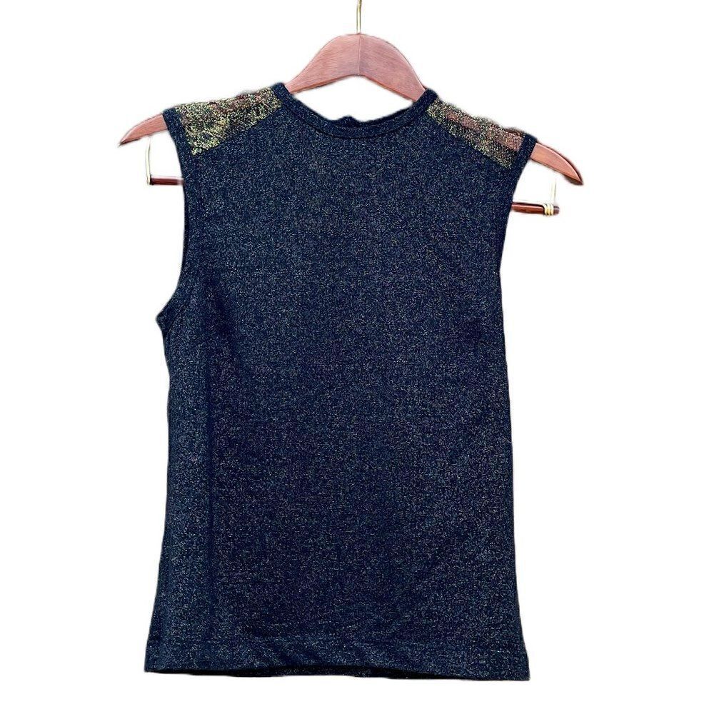 Maxou Black Gold Metallic Top Small Vintage 90s